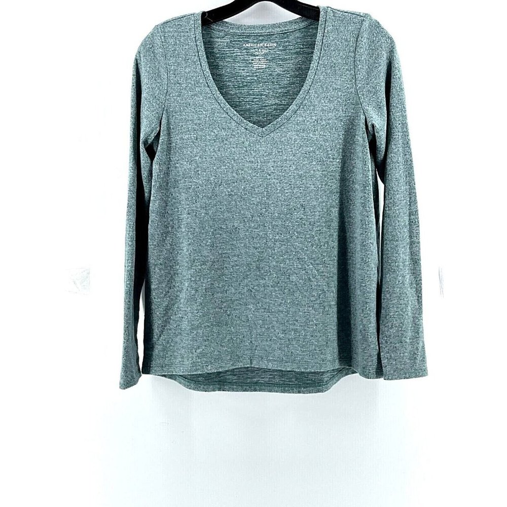 American Eagle Soft & Sexy Plush Women's Green Long Sleeve Shirt Top Size S